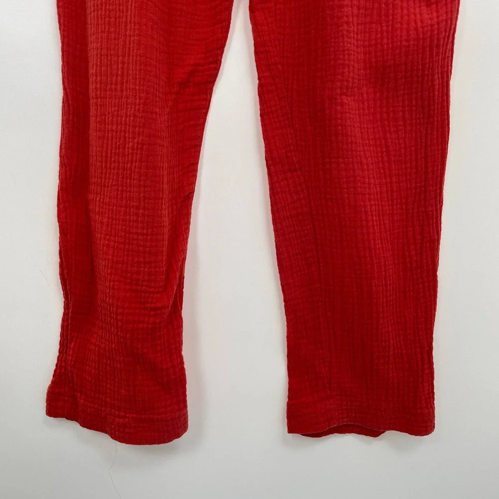Anthropologie Saturday Sunday Red Isabel Tie Front Smocked Jumpsuit Size Medium‎